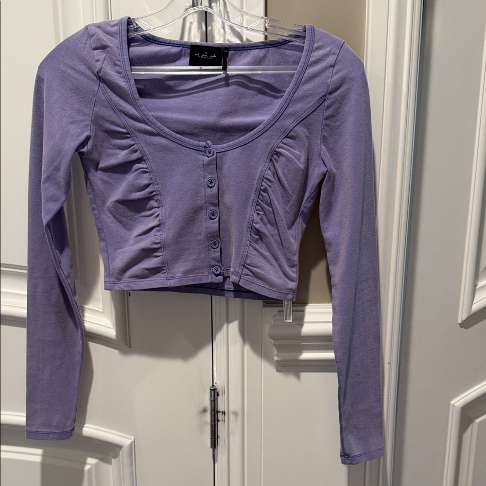 Urban Outfitters Lavender Scoop-Neck Button Crop Top